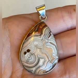 Sterling Silver Crazy Lace Agate Pendant